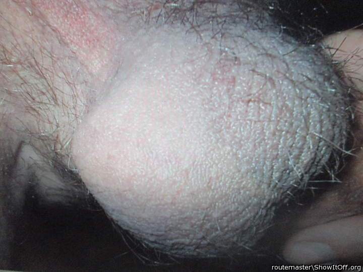 Close-up of my hot sexy friend John's big cum-filled balls