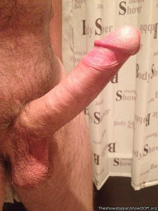 What a nice big uncut cock! I would love to slide my gaping 