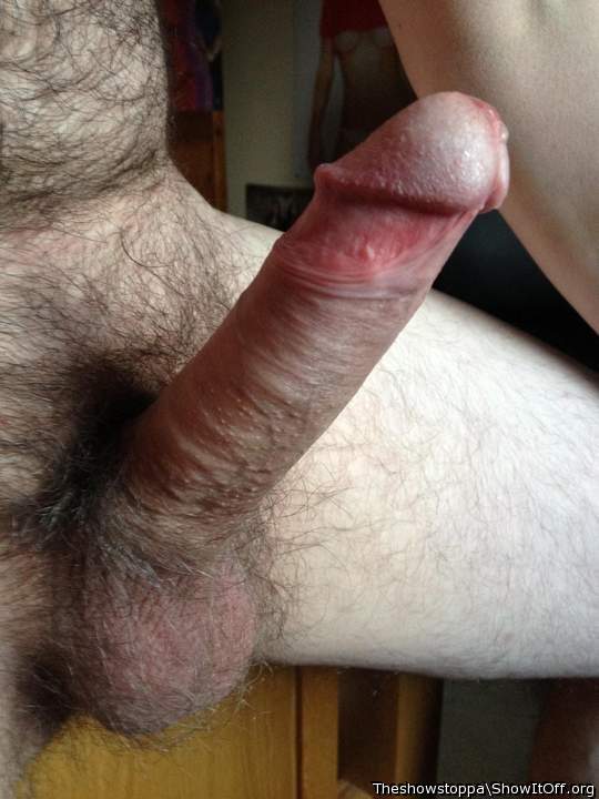 Nice and hard.I'd love to stroke it for you.    