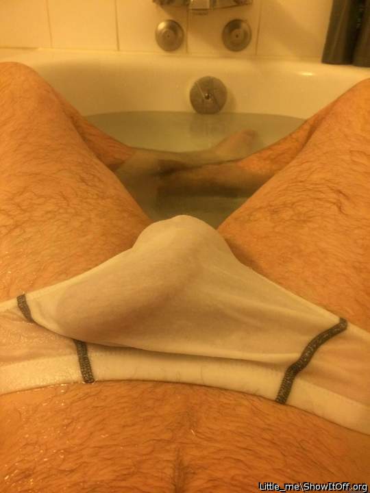 Wearing undies while taking a bath feels great 