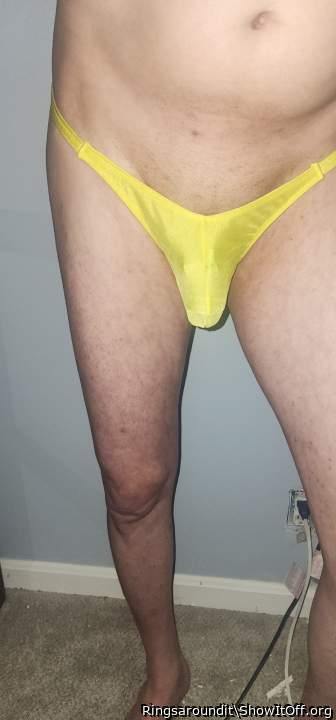 Thong with my caged cock locked up inside!