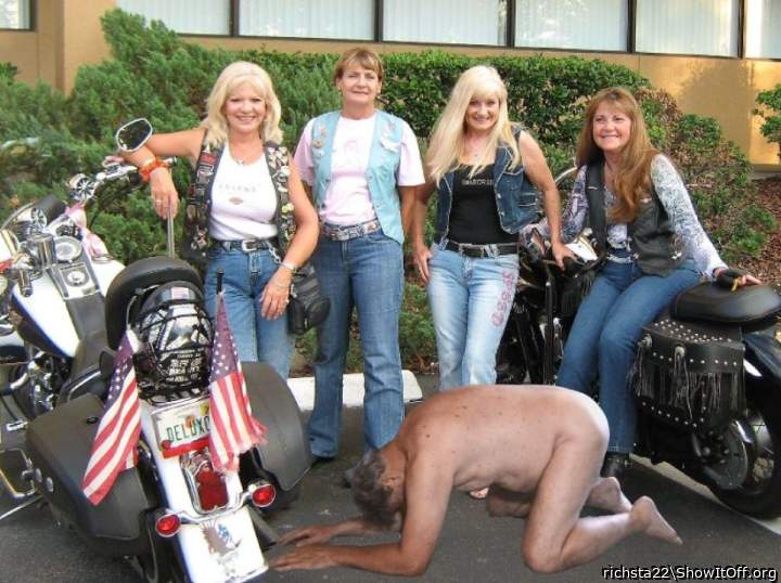 Lady bikers made me their slave for the weekend.
