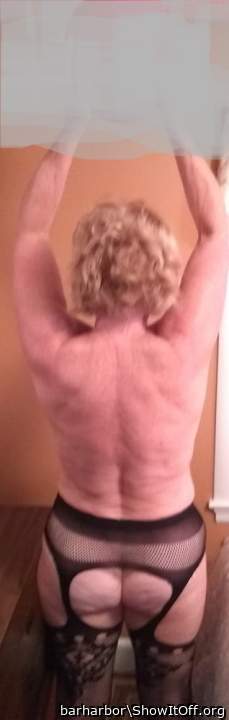 Dressed for the motel room fun.