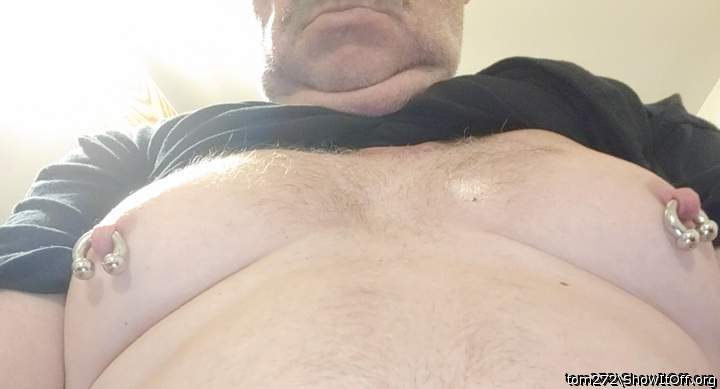 Just woof!! Your big, meaty tits, those nipples, pierced and