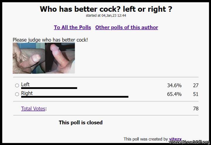 Bsustud (right) has better cock (bigger and nicer) then vitezx (left)