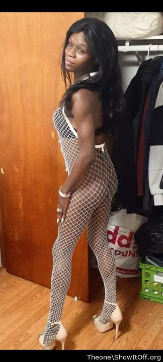 Oldie but a goodie my CD wife in her white fishnets looking hot