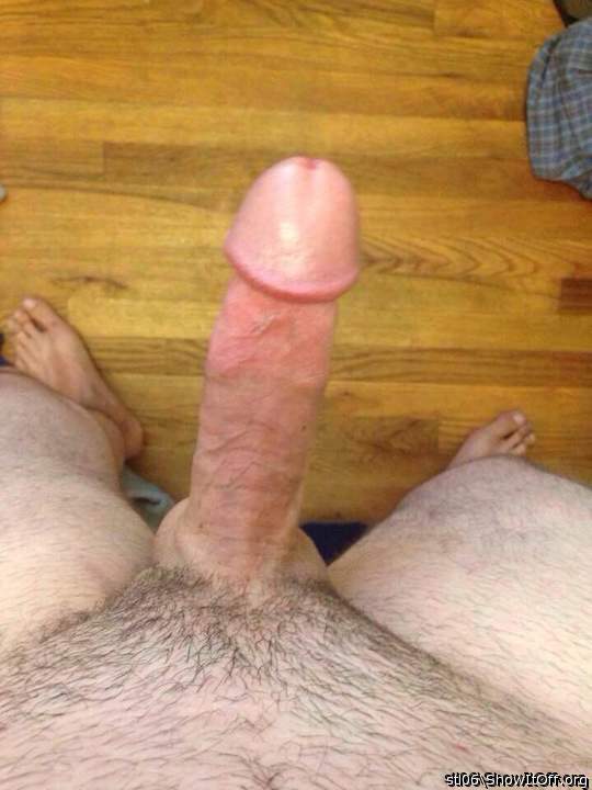 Nice cock, very hot...nice feet too...great pic!!   