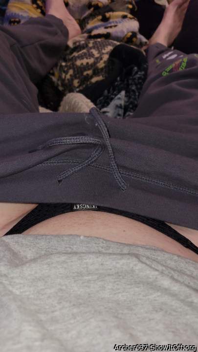 Gray sweat pants sexy undies