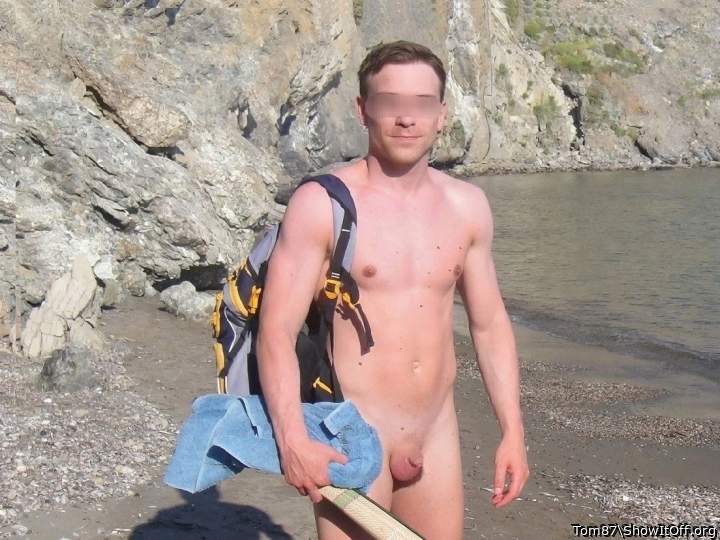 Picture of me on a nudist beach in Greece showing off my manhood to everyone
