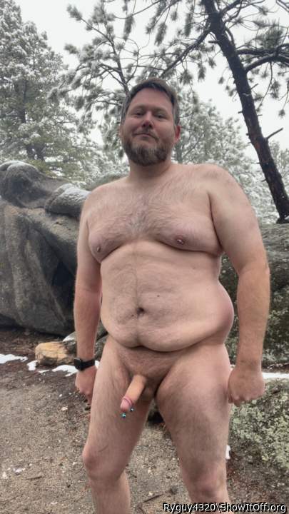 Naked in the snowy forest