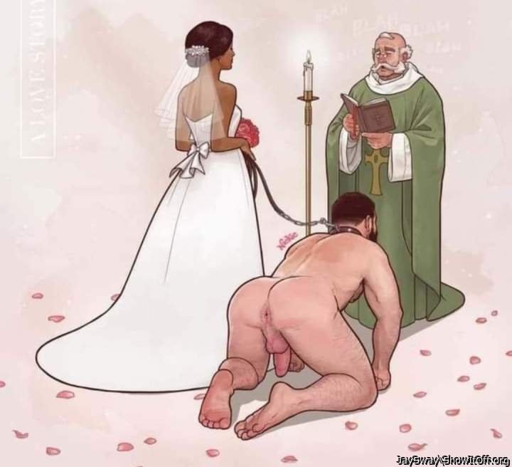 Surely his peepeee should be caged on his wedding day?