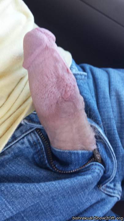 Unzipped denim thick cock    