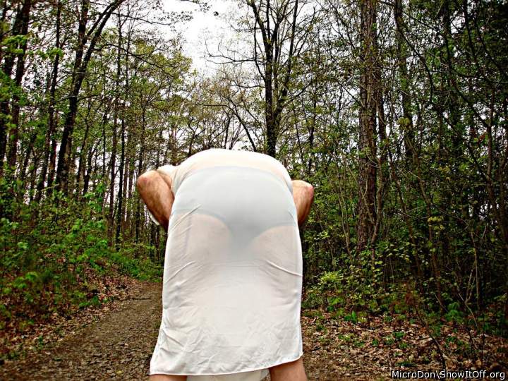Walked in woods by previous girlfriend as she took pictures