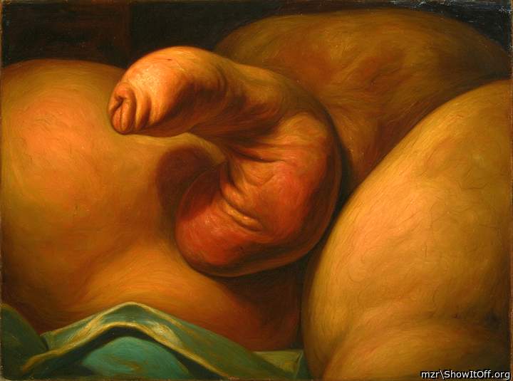 A very nice view of uncut dick and balls Art