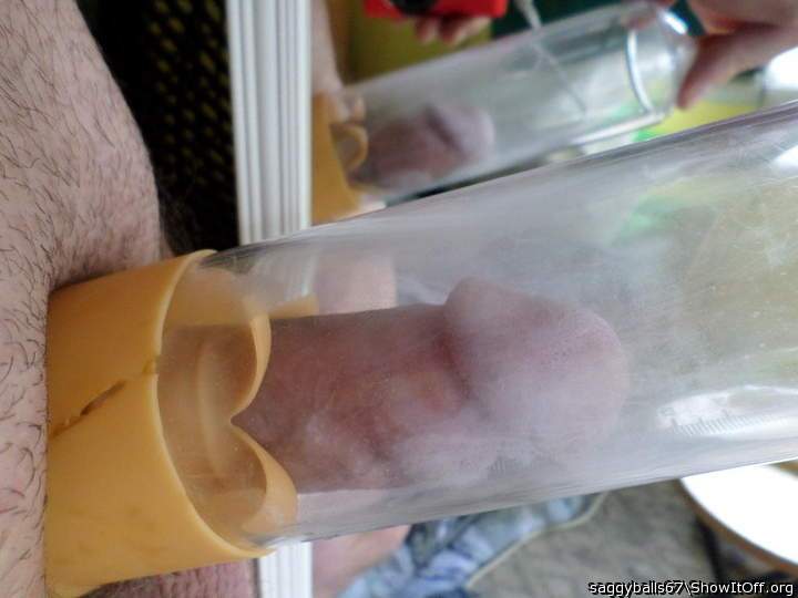 Curved thick small dick penis pump & mirror - [4-24-14-4343]