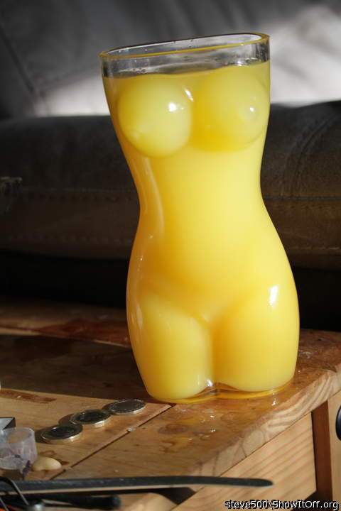 Acool pint of orange  juice