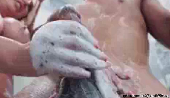 Friend sleep over showers my cock soapy