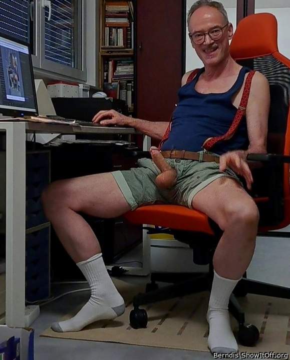 Boner out of green shorts and  showing my face