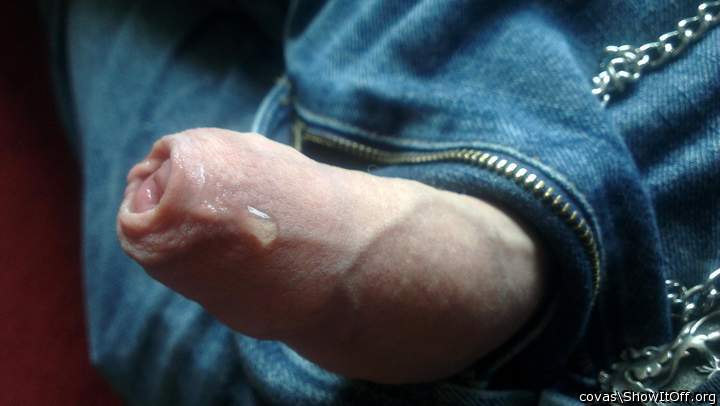 A lovely juicy cock hanging out from pants can make me incre