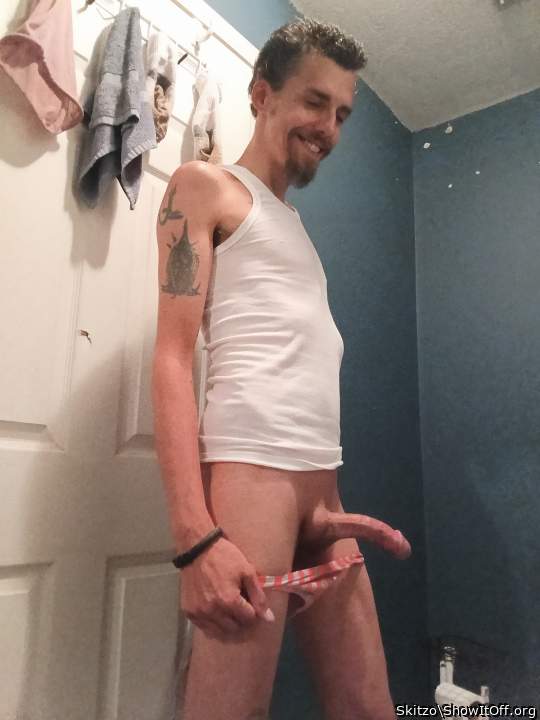 Just rip my thong off and suck on my hard cock!