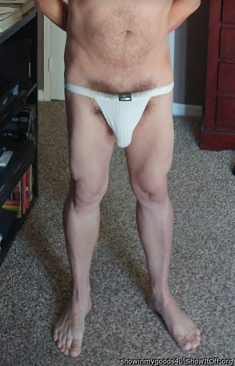 Wearing a McDavid Brand swimmer jockstrap.