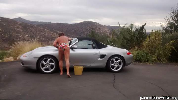 washing the car