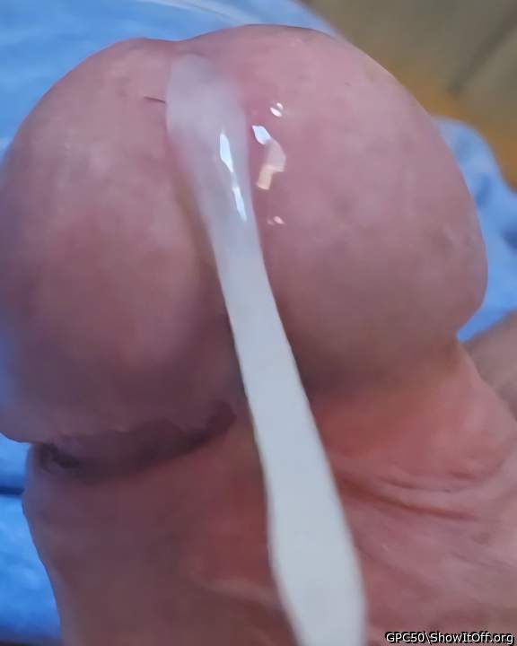 Creamy white cumshot, beautiful mushroom knob