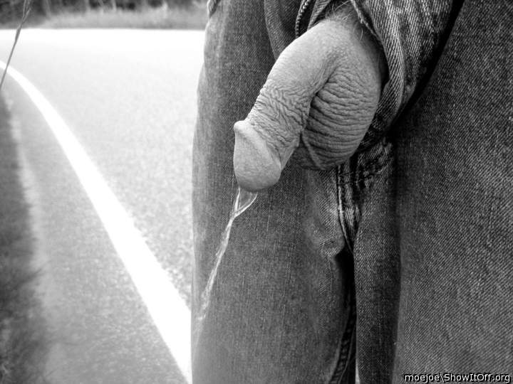 Stopping for a roadside piss while on a morning walk....