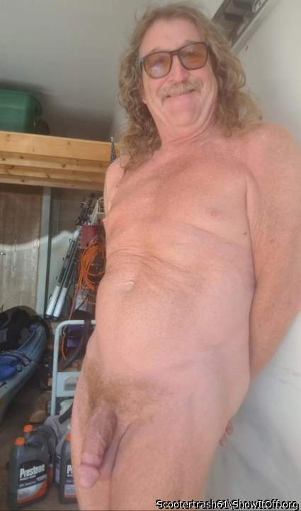 Hanging out naked in the garage