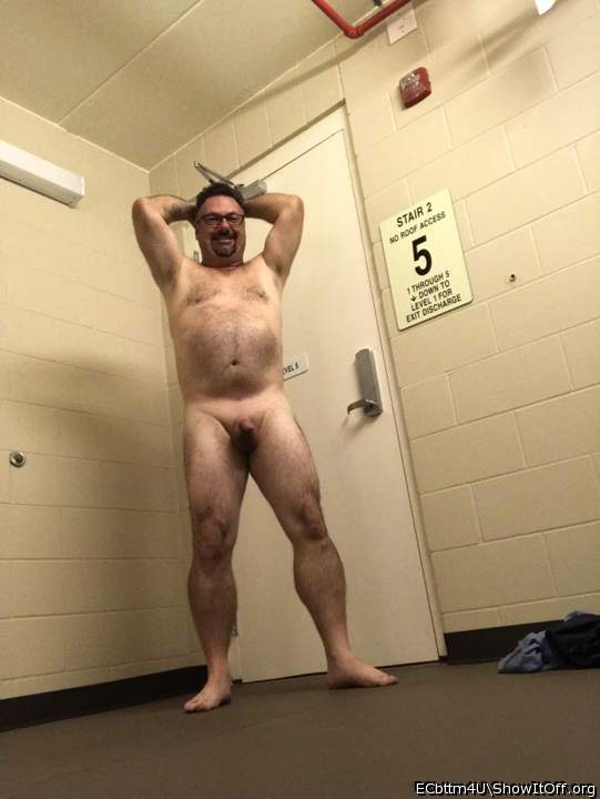 Stripping in a public stairwell