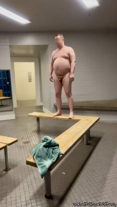 goofing off in an empty locker room