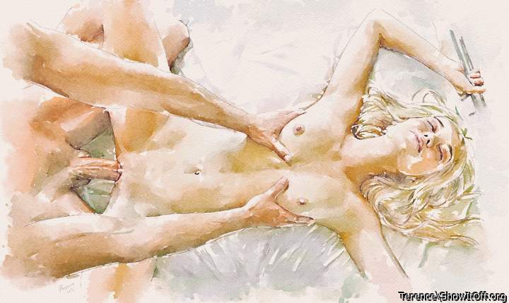 Beautiful, erotic image! She seems very happy taking that ha