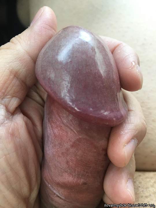 What a beauty , shiny , engorged cock head , needs some sali