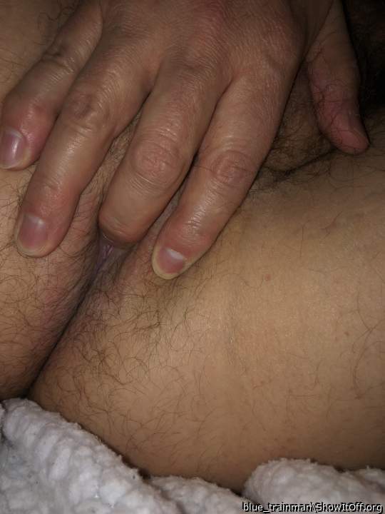 Lightly fingering my manhole :-)