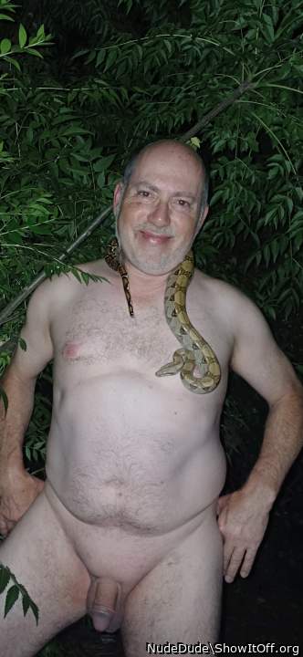 Naked forest selfie w/boa