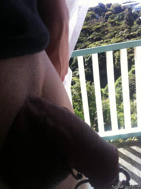 showing the neighbors my pierced cock