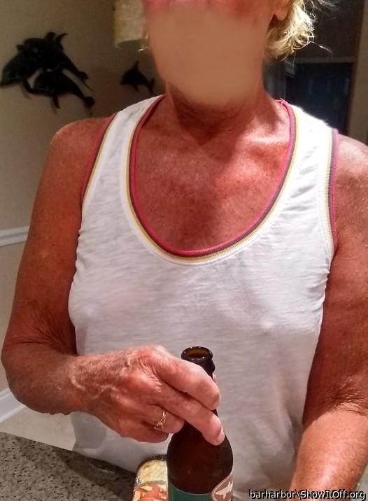 Cold beer stiff nipples.