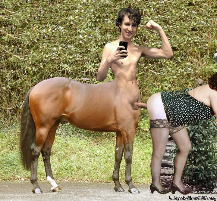 Centaur taking selfie as he breeds