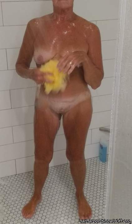 Lubing up with soap.