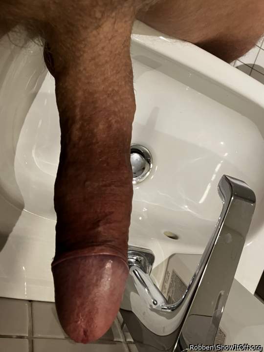 My cock over the sink at work