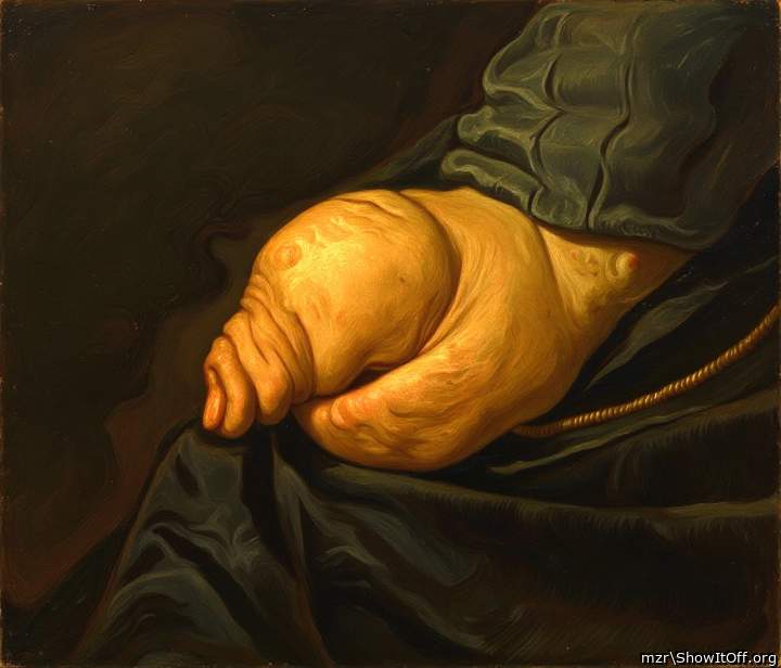 Thick foreskin in a beautiful painting