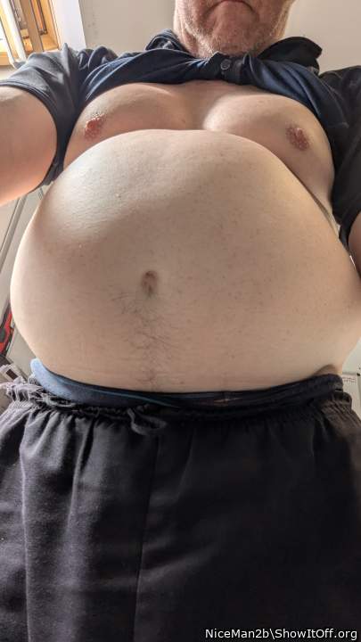 Pot belly bouncing all over the place when I'm walking