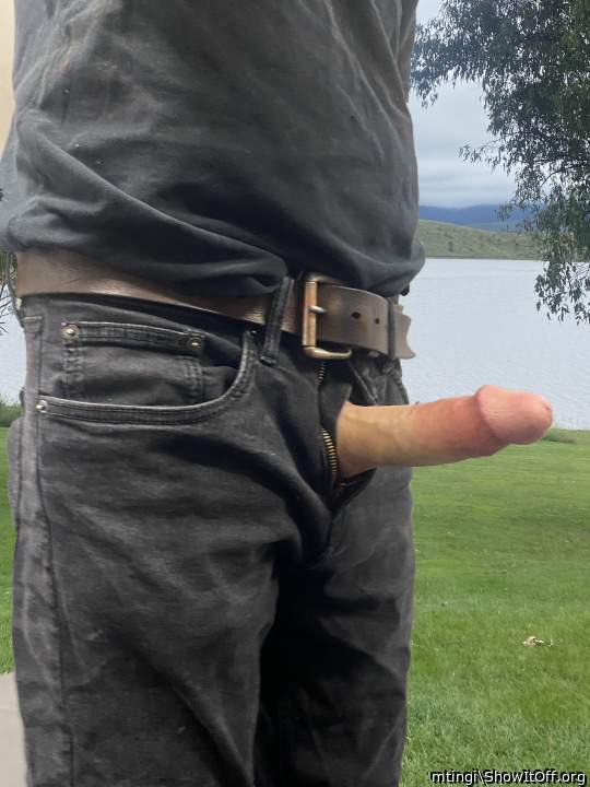 Great looking hard cock; nice spot for a blow job    