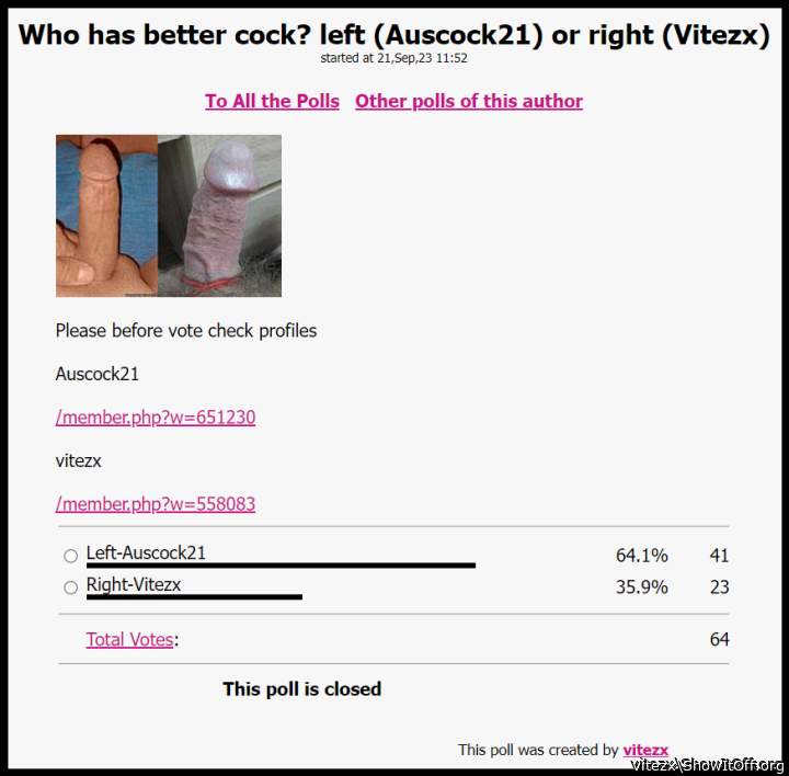 Auscock21 has nicer, bigger and stronger cock then me(Vitezx)