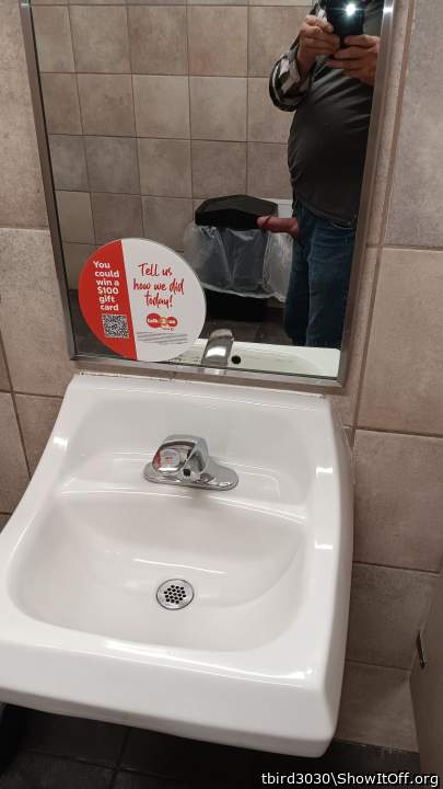 I love stroking my cock in public restrooms.  Wish I could w