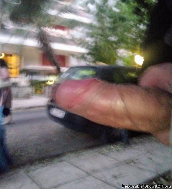 In front of shy woman