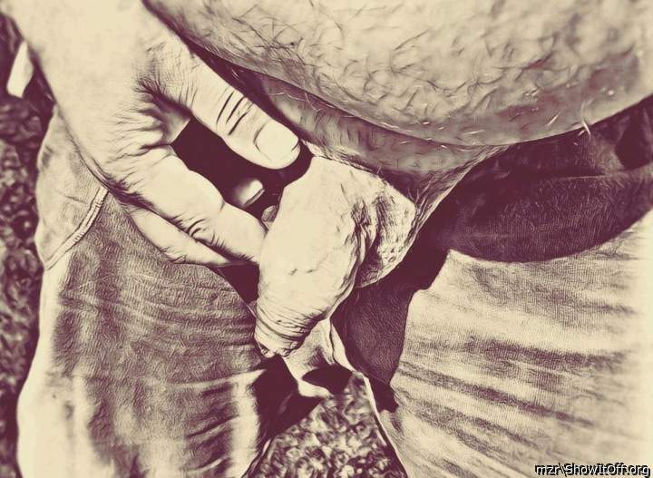 Guy with foreskin art his uncut cock