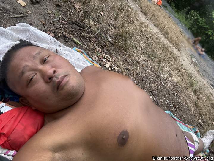 Purple stripe G-string In Central Park