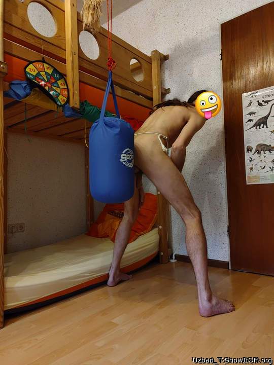Balls busted with punching bag
