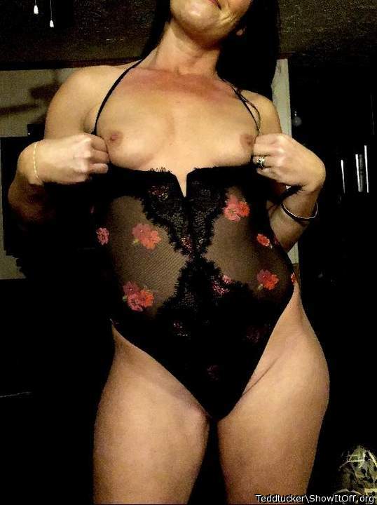 Shy wife flashing little tits